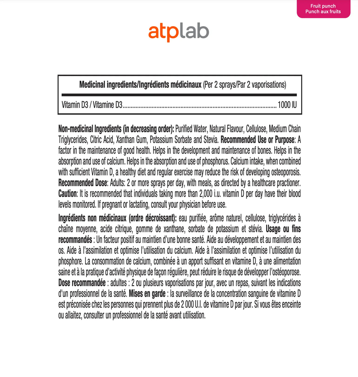 Vitamin D3 (spray) Fruit Punch 52ml