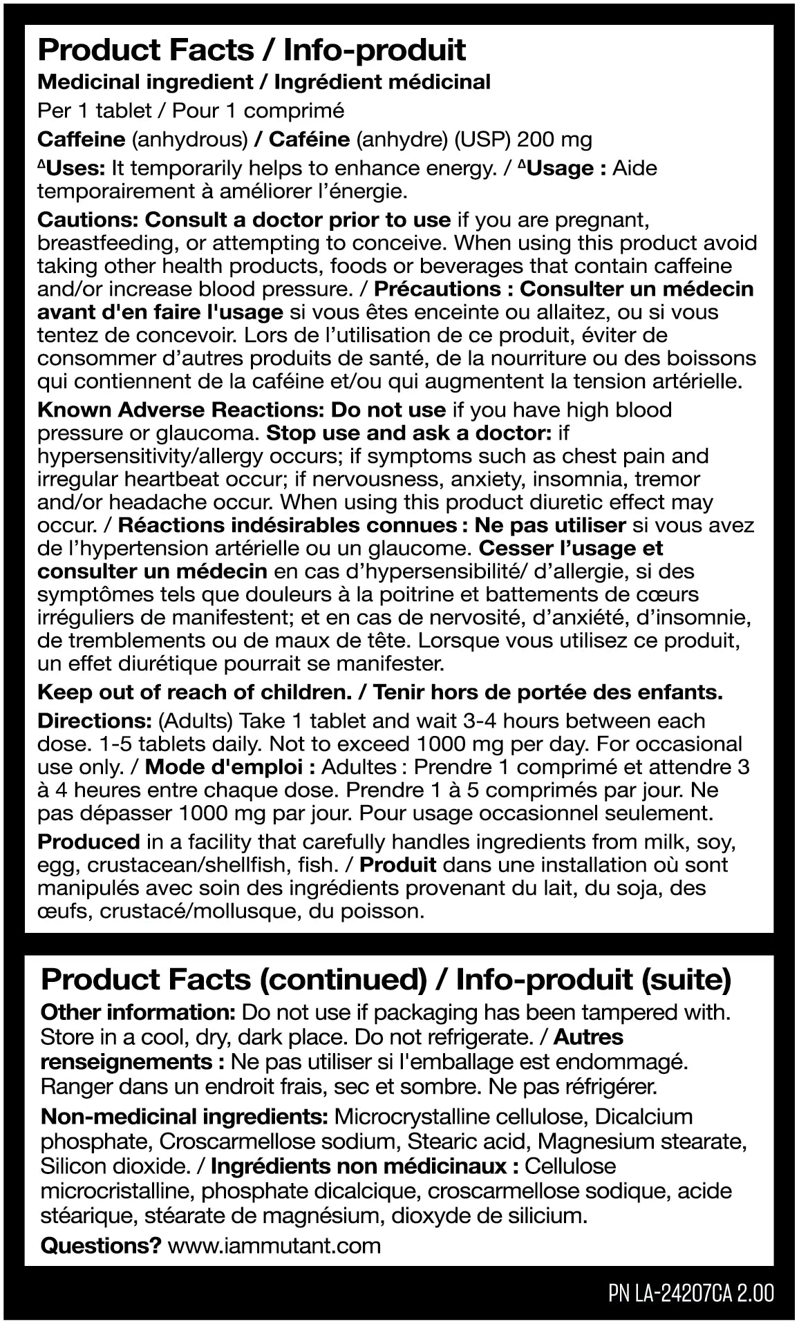 MUTANT Caffeine – Caféine 200 mg | 240 comprimés